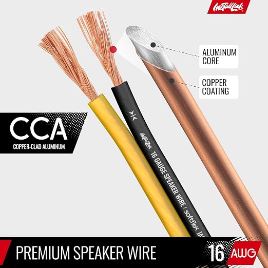 Install Link 16 AWG Gauge Speaker Wire Cable (250 Feet) Stereo, Car or Home Theater, CCA