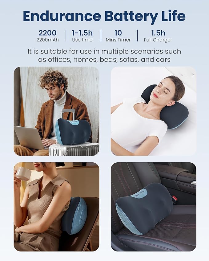 COMFIER [2026 Gift for Men,Women,Cordless Shiatsu Neck and Back Massager with Heat,Portable Massager Pillow with 3D Kneading Deep Tissue, Soothes Muscle Tension at Home, Office, Travel
