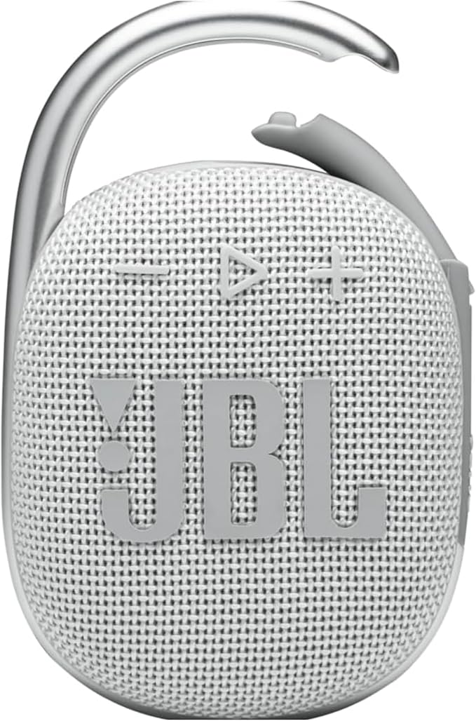 JBL Clip 4 Portable Wireless Bluetooth Waterproof/Dustproof Speaker - White (Renewed)