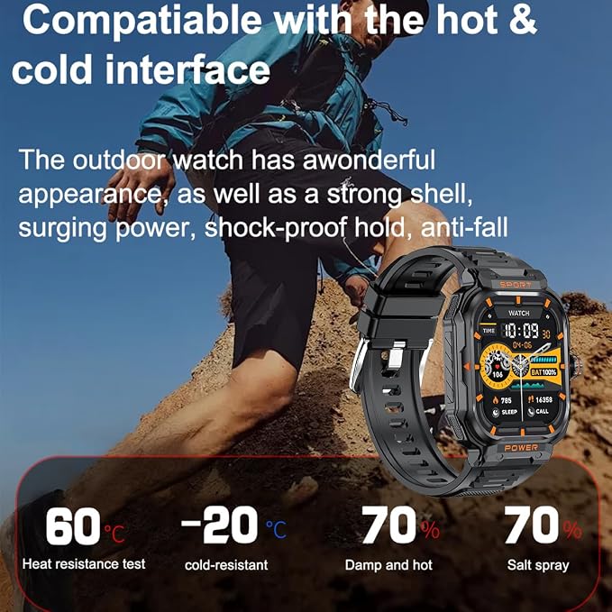 Military Smart Watch with Earbuds for Men and Women,2'' Tactical Display,Sport Modes,Fitness Tracker,Heart Rate,Answer/Make Call, Sleep Monitor, SmartWatch Built-in Headphone Combo,iOS & Android