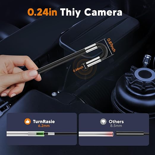 210° Two-Way Inspection Sewer Camera with Light, 7" IPS Articulating Endoscope, Industrial Borescope 0.24in Slim Probe Drain Camera for Inspection Automotive Wall Pipe 5.3FT Cable