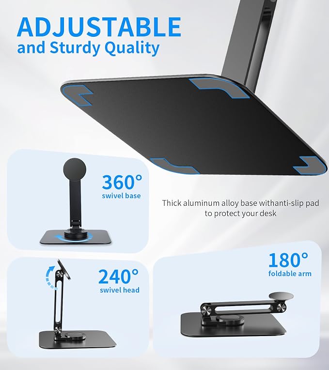 Adjustable Portable Magnetic Monitor/iPhone/Tablet Stand Magnetic Quick-Release - Foldable 10.1 10.5 11 11.6 12 12.5 15.6 17 17.3 18 18.5 inch Portable Monitor iPad Air mini Pro Samsung POS, Kindle