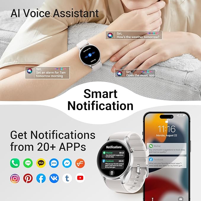 Fitpolo Smart Watch for Men Women,1.3" AMOLED Touchscreen Fitness Tracker, Make/Answer Calls, Heart Rate SpO2 Monitor, 3ATM Waterproof, Sleep & Activity Tracking Smartwatch for Android Phones iPhone