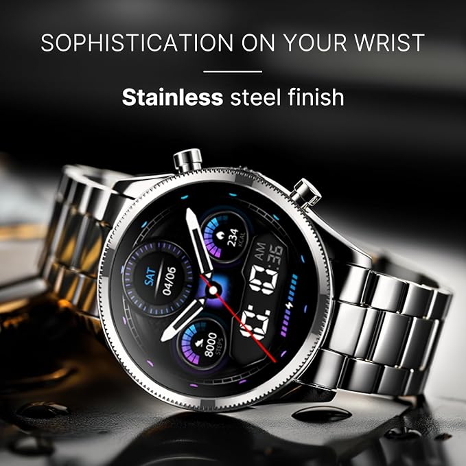 Noise Halo Premium Metallic Smartwatch, 1.43" AMOLED Display, 7 Day Battery, BT Calling (Make/Answer), Dust & Water Resistant, 100+ Sport Modes, NoiseFit App Supprt, 1 Year Warranty (Elite Black)