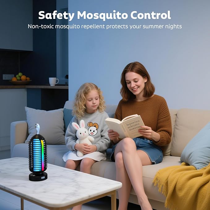 OnBeam Bug Zapper Indoor Electric Mosquito Zapper Outdoor Fly Zapper | Auto On/Off, 4000mAh Rechargeable Battery, Color Changing LED Lights, for Bedroom, Backyard, Patio, Camping