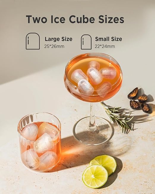 Silonn Countertop Ice Maker, 9 Ice Cubes in 6 Mins, 26 Lbs in 24 Hrs, Compact Ice Machine with Ice Basket & Scoop, 2 Ice Sizes Self-Cleaning Ice Maker for Home/Party/Office, Stainless Steel