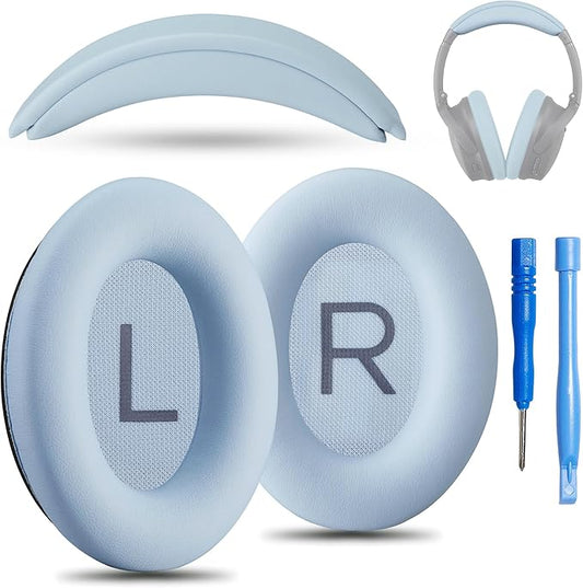 AHG Accessory House Global Replacement QC Ear Pad/Headband Pad Cushion. Compatible with Bose QuietComfort (2023) QC45 QCSE QC35 II Wireless Noise Cancelling Headphones (Moonstone Blue) Easy DIY Fit