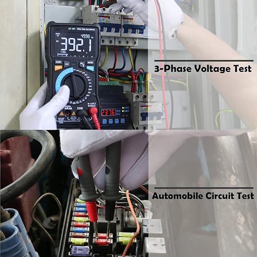 Auto Ranging Digital Multimeter TRMS 6000 with Battery Alligator Clips Test Leads AC/DC Voltage/Account,Voltage Alert, Amp/Ohm/Volt Multi Tester/Diode (ZT-M1)