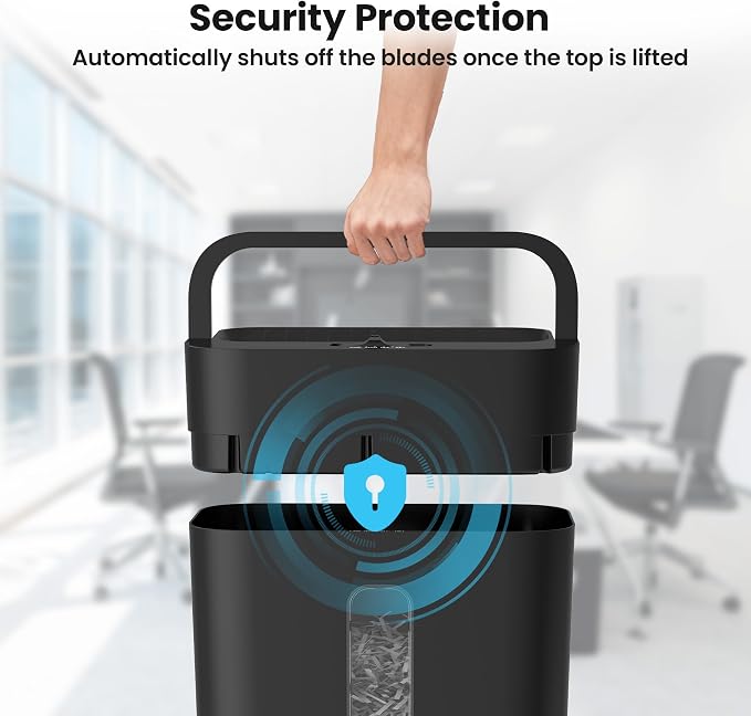 6-Sheet Shredder for Home Office, 3.43 Gallon Cross Cut Shredder, P-4 High Security Paper Shredders for Credit Card Staple Clip, Portable Handle Design