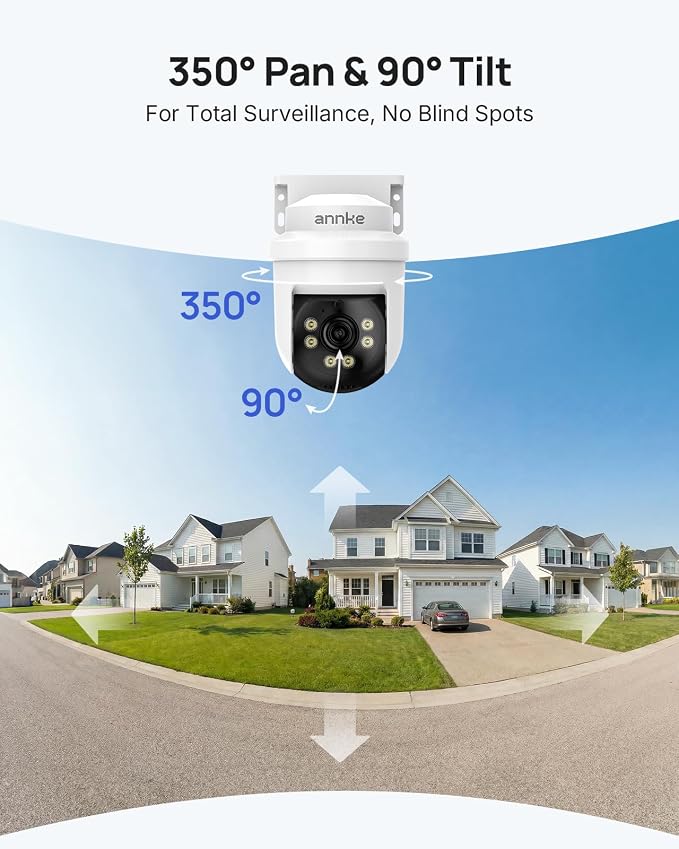 ANNKE 5MP TVI CCTV Home Surveillance Dome PT Camera, Wired Add on Camera with 350° pan and 90° tilt, 100ft Night Vision, IP65 Weatherproof, One Way Audio (DVR Required, Not Included)