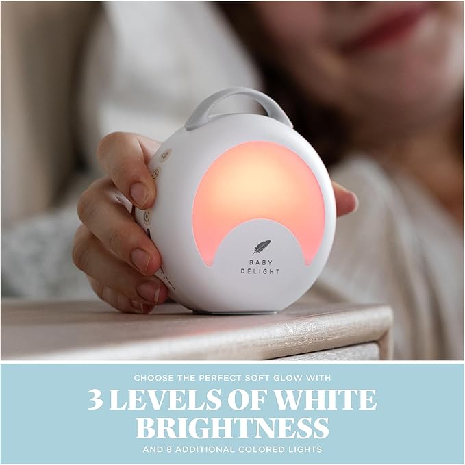 Baby Delight Dewdrop White Noise Sound Machine | Portable Travel Nightlight | 30 Sleep Sounds | Lullabies, Nature Sounds, White Noise & More | 8 Light Colors | Voice Recorder | Rechargeable
