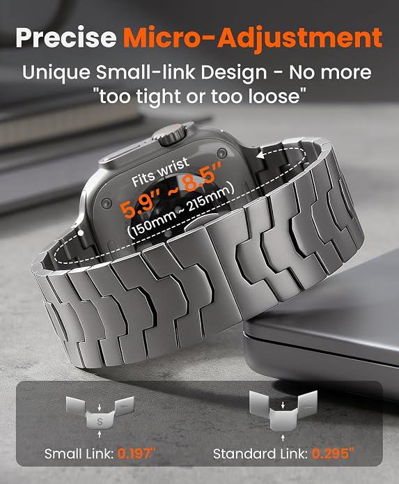 AGIS02 Titanium Band for Apple Watch Ultra 3/2/1 Band 49mm & Series 11/10 46mm, Grade 5 Titanium Ultra Watch Band for Men with DLC Coating, Durable and Lightweight iWatch Metal Strap