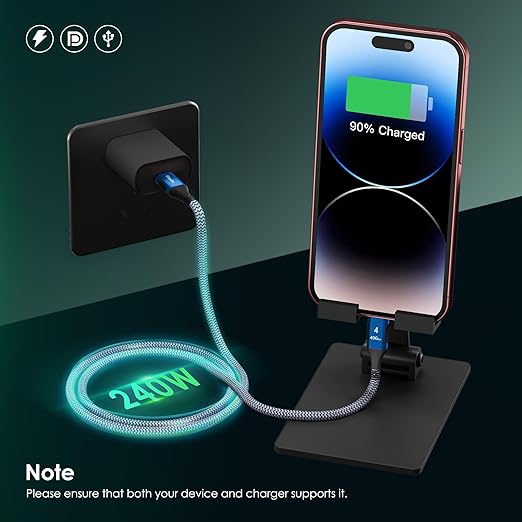 40Gbps for Thunderbolt 4 Cable 5FT, 240W Charging, 8K@60Hz, 4K@144Hz, USB C Display Cable, USB4 Cable for iPhone 17, MacBook Air, iPad, Samsung, Mac mini M4 / M4 Pro