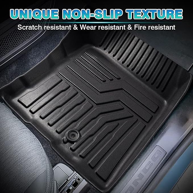 T TGBROS Floor Mats for Ford Bronco Sport 2021–2026 All-Weather Black Car Floor Liners Custom Fit 2 Rows Full Set Durable & Easy to Clean