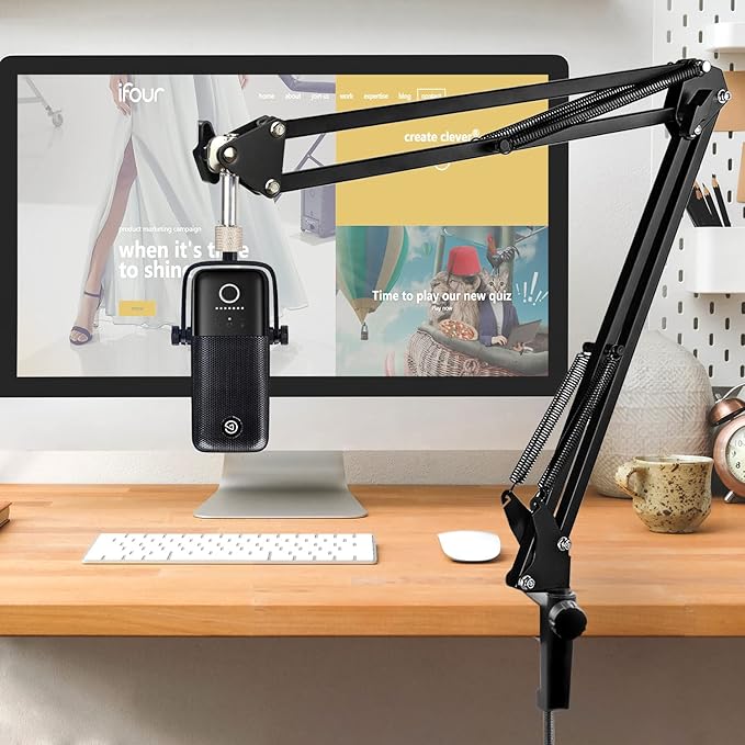 For Elgato Wave 3 Boom Arm, Mic Stand Compatible with Elgato Wave 3 Razer Seiren X Shure SM7B MV7 HyperX QuadCast S SoloCast AT2020 Blue Yeti Fifine AM8 K669B and Other Microphone