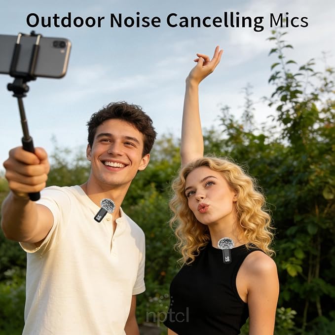 NPTCL Wireless Lavalier Microphone for iPhone Android Phone - USB Type C Mini Microphone with 24H Charging Case Noise Reduction for Video Recording Vlog YouTube TikTok