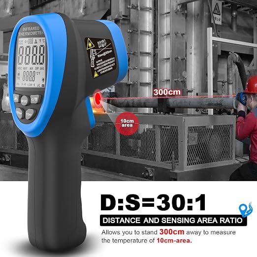 AIOMEST Digital Infrared Thermometer - Non Contact High Temperature Gun AI-1500 Infra Pyrometer Temp Gauge -58~2732℉ Handheld IR Laser Reader for Cooking Kiln HVAC (NOT for Human Temp)