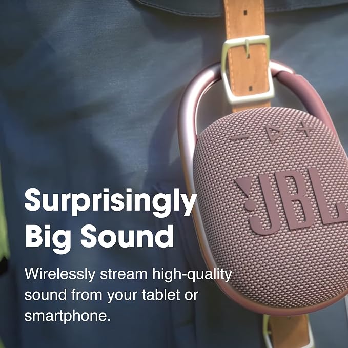 JBL Clip 4, Orange - Portable Bluetooth 5.1 Speaker - Up to 10 Hours of Play - Waterproof & Dust Resistant - Includes Noise & Echo-Canceling Speakerphone