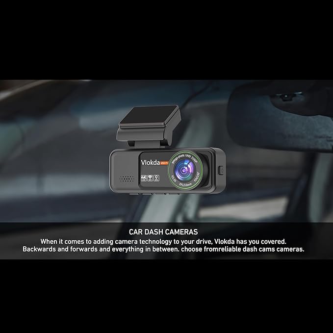 Dash Cam Front and Rear, 4K + 1080P Dual Camera for Cars 64GB | Built-in GPS, 5.8GHz WiFi, 3.2" IPS Screen, 24H Parking Mode