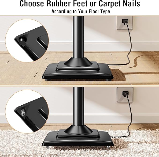 ELIVED Universal Speaker Stands Pair Height Adjustable Max 43.3", Surround Sound Speaker Stands for Bookshelf Speaker Satellite Rear Speakers Up to 11 lbs, Spring-Loaded Plate Extends to 10"