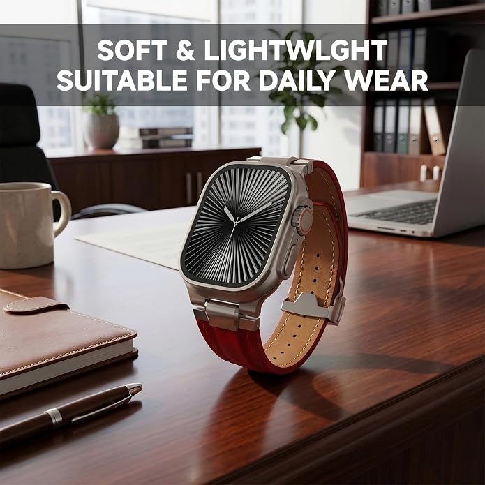 Vintage Genuine Leather Band for Apple Watch Ultra 49mm (2026 Upgrade), Rugged Replacement Strap Compatible with iWatch 46mm 45mm 44mm - for Men Women, Fit Ultra3/2/1, SE 3/2/1, Series11 10/9/8/7/6/5/4