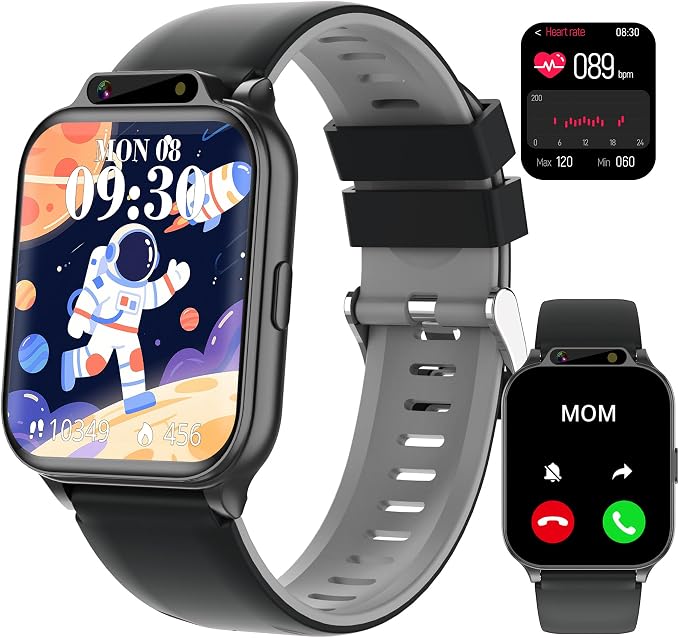 Tixpc Kids Waterproof Smart Watch with Fitness Tracker Sports Activity Pedometer Heartrate SpO2 Stress Monitor Flashlight APP HD Touch Screen Camera Games Music for 4-13 Year Old Boys Gifts for Kids