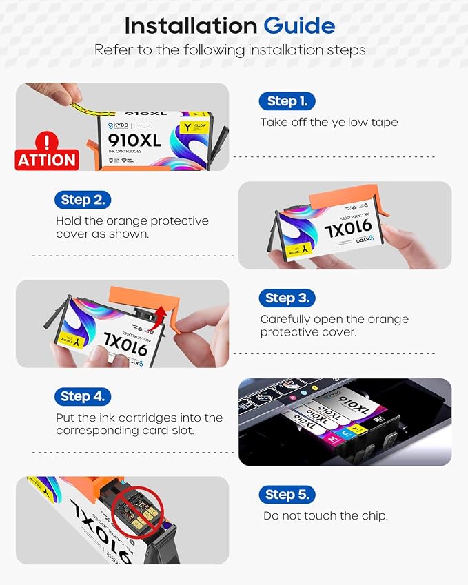 Skydo 910XL Ink Cartridges Combo Pack 910 Ink 8015e 8025e Compatible for 910XL Ink Cartridges for HP Printers for OfficeJet 8015e 8022e 8010 8015 OfficeJet Pro 8020 8025 8028e 8035e Printers (4 Pack)