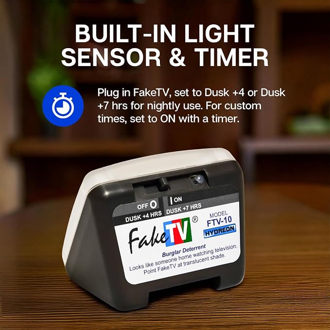 FTV-10 Charcoal TV Simulator – TV Security Light, Burglar Deterrent