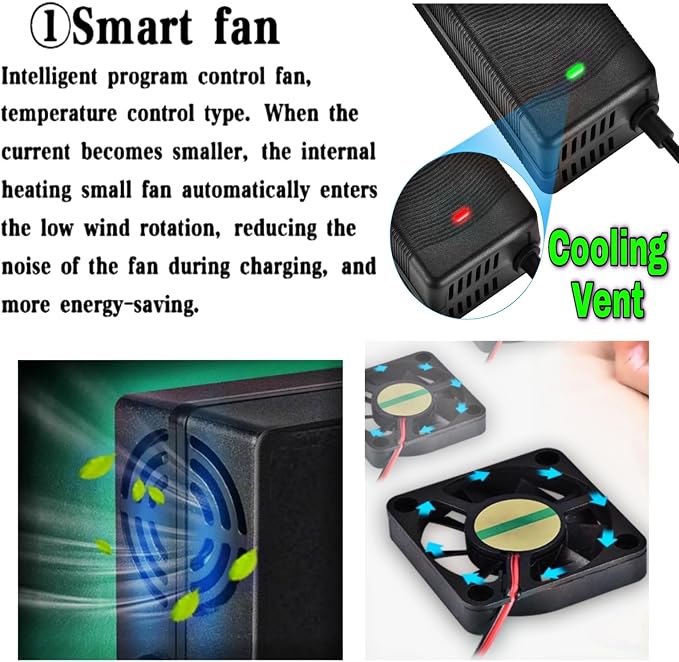[Verified Fit] 54.6V 2A Charger for iScooter 48V Li-ion Battery (3-Prong) Compatible with iScooter IX3 IX4 IX5S IX6 iX7 Pro iX8 48V Battery Power Supply Adapter Cord