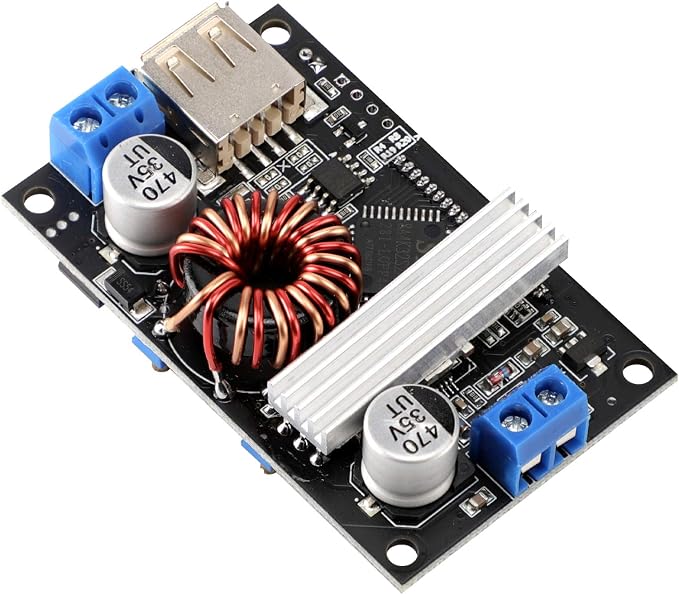 DROK Buck Boost Voltage Regulator, DROK DC 6-30V to DC 0.5-30V 5V 12V 24V Adjustable Voltage Converter, 4A 60W Power Supply Step Up Down Transformer Board Module with USB Port Case LCD Display Volt Am