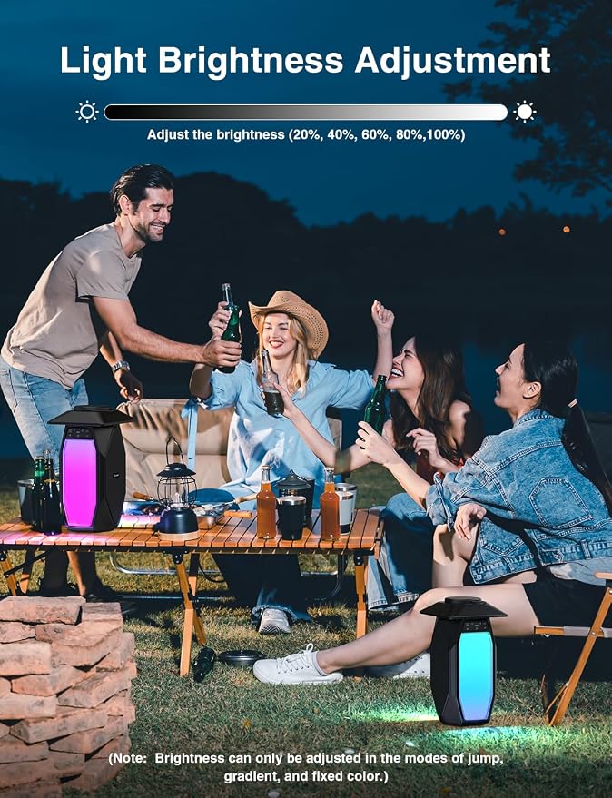 Onforu Outdoor Bluetooth Speakers Waterproof, 2 Pack 25W True Wireless Stereo Lantern Speaker with RGB LED Lights,Led Flame Speaker, Dual Pairing, 20H Playtime, Enhanced Bass for Patio Garden Decor