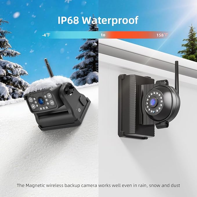 ZEROXCLUB Magnetic Wireless Backup Camera: 7" HD 1080P DVR Monitor with 2 Rear View, 2 Side View Cameras, IR Night Vision, Portable Rechargeable Camera for RV/Trailer/5 Wheels/Camper BC704