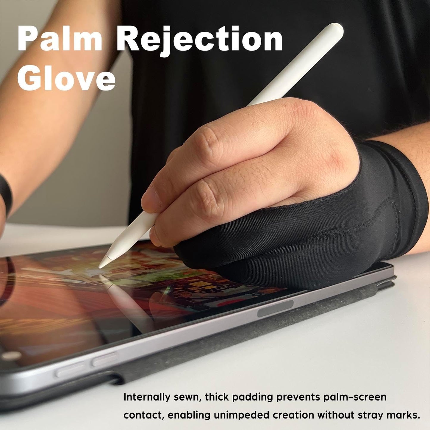 Drawing Glove, Artist Glove for Drawing Tablet iPad, Digital Art Palm Rejection Glove, Good for Left and Right Hand – M, 2 Pack