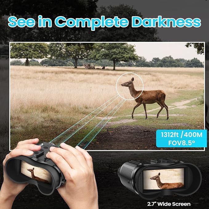 Head-Mounted Night Vision Goggles - Hands Free Rechargeable 1312FT Digital Infrared Night Vision Binoculars for Adults,8xDigital Zoom,Compatible with Fast MICH Helmet