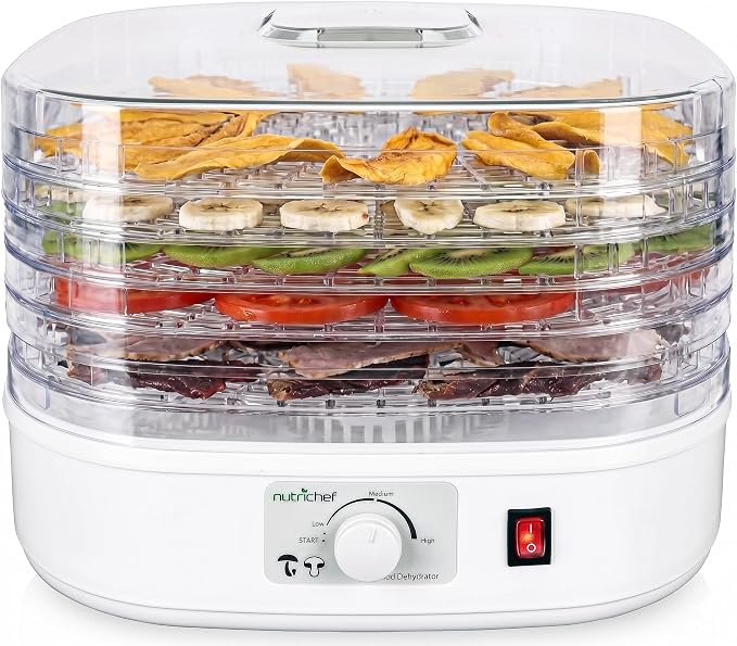 Nutrichef Food Dehydrator Machine | Dehydrates Beef Jerky, Meat, Food, Fruit, Vegetables & Dog Treats | Great For At Home Use | High-Heat Circulation for Even Dehydration | 5 Easy to Clean Trays