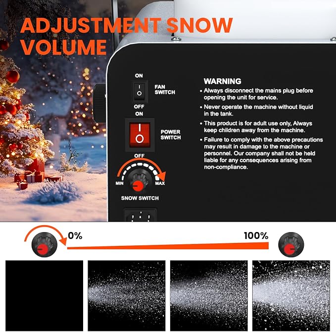 UPGREY 1500W Snow Machine for Outdoors and Indoors, Fake Snow Maker for Party with Remote Controller and Handle