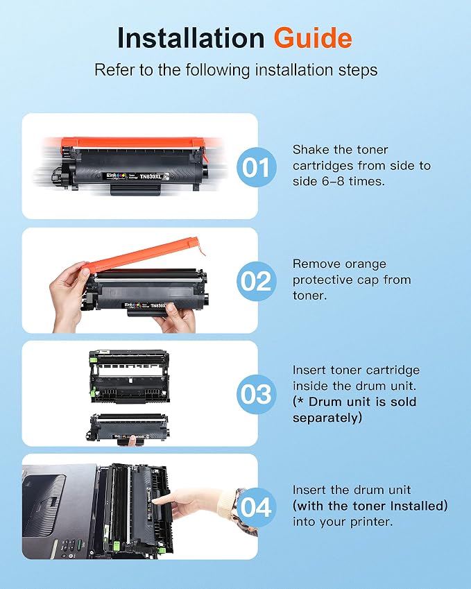 E-Z Ink Pro TN830XL TN830 Compatible Toner Cartridge Replacement for Brother TN830XL Toner Cartridge Compatible with Brother HL-L2460dw DCP-L2640DW HL-L2405W MFC-L2820DW HL-L2420DW Printer (4 Pack)