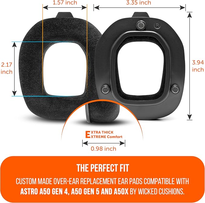 WC StealthZ A50 - FPS Oriented Earpads for Astro A50 Gen 4, Gen 5 & A50X by GadgetryTech & Wicked Cushions | Enhanced Sound Precision & Comfort for First-Person Shooter Games | Black