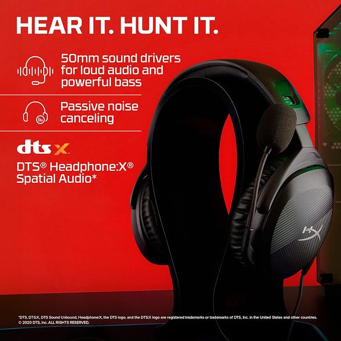 HyperX Cloud Stinger 2 – Gaming Headset, DTS Headphone:X Spatial Audio, Lightweight Over-Ear Headset with mic, Swivel-to-Mute Function, 50mm Drivers, PC Compatible, Black (Pack of 10)