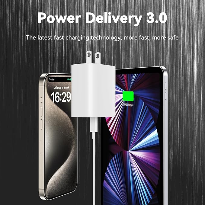iPhone 17 16 15 Pro Max Charger Fast Charging, 8 FT iPhone 17 Charging Cable Long USB C 8FT Cord with 20W PD Fast iPhone 17 Pro Max Chargers Block for iPhone 17/17 Pro Max/17 Air/16/15 Series, iPad