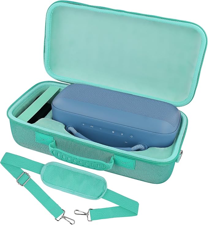 for Bose SoundLink Max Portable Speaker Hard Protective Case, Portable Travel Case Replacement with Shoulder Strap and Handle (Teal Case) - co2CREA