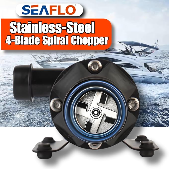 SEAFLO 01 Series Macerator Pump - 12V, 12 GPM (45 LPM) Open Flow, Self-Priming, Anti-Clog, Run-Dry, Heavy-Duty for RV, Boats, Yachts, Camper, & Marine, CE & Rohs Certified, 4-Year Warranty