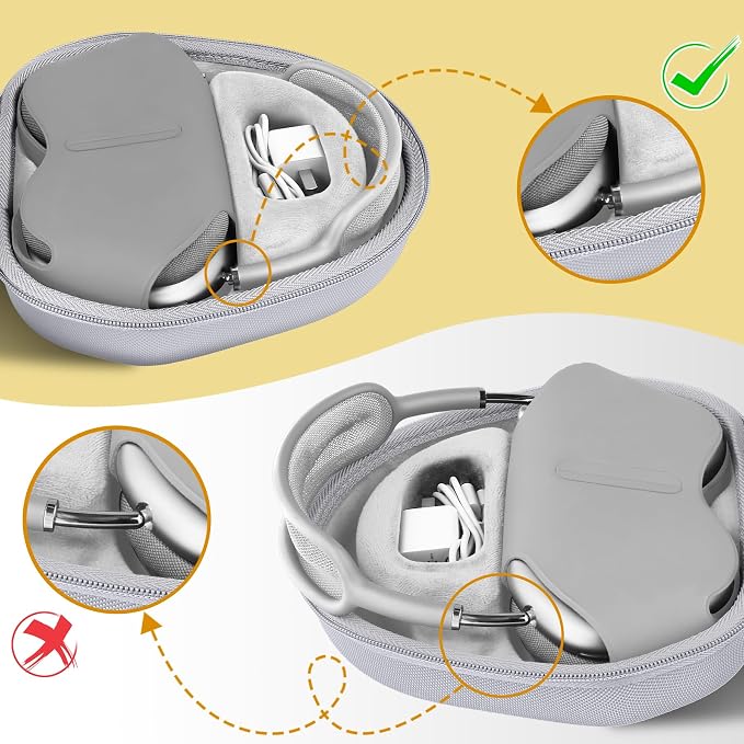 co2CREA Hard Case with Sleep Mode Replacement for Apple AirPods Max 2 / AirPods Max Wireless Over-Ear Headphones (White Case)