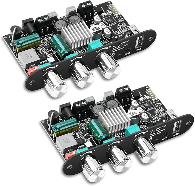 Daakro 2PCS ZK-1001U Mono Bluetooth Amplifier Board w/TWS, 100W Peak Power Home Audio Amplifier Board,Wide Voltage Input 9-24V,Supports USB/AUX/Bluetooth Input for DIY Wireless Speaker