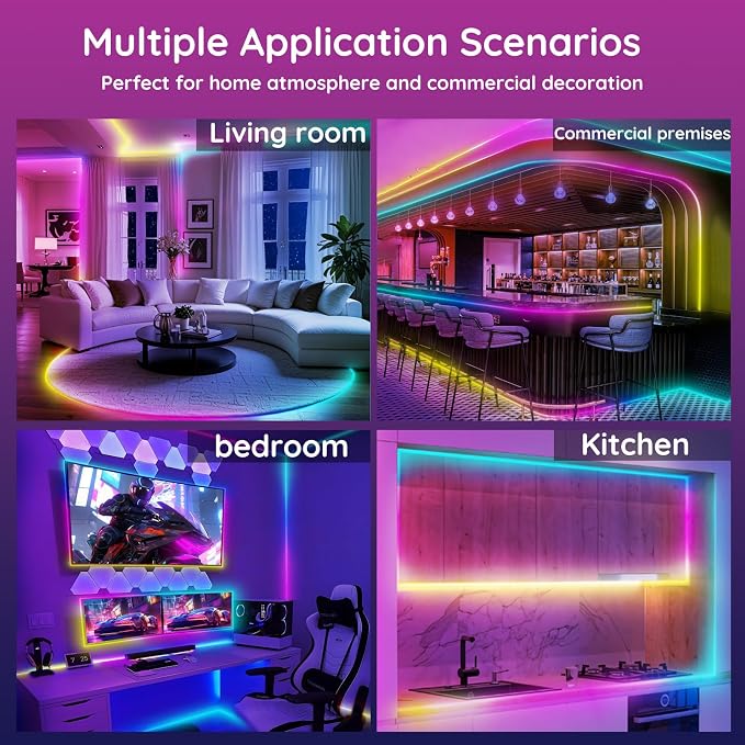 FBZ 32.8Ft Led Rope Lights, Flexible Neon Lights Control with App/Remote, Multiple Modes, IP65 Outdoor RGB Waterproof, Music Sync Gaming Light Strip for Bedroom Decor