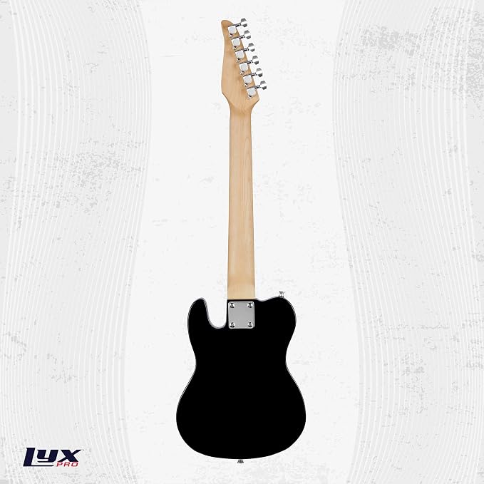 LyxPro 30” Electric Guitar TL Series, Full-Size Paulownia Wood Body, 3-Ply Pickguard, C-Shape Neck, Ashtray Bridge, Quality Gear Tuners, 3-Way Switch & Volume/Tone Controls, 2 Picks Included, Black