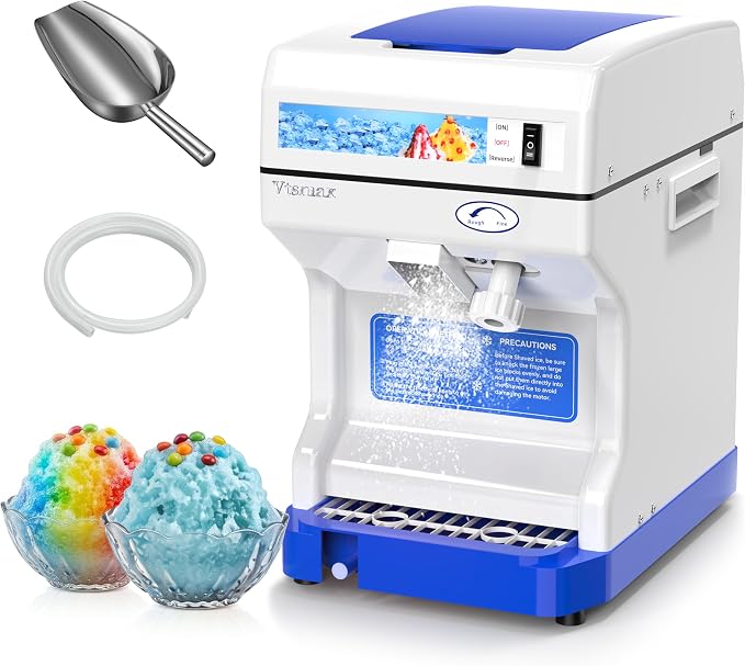 Electric Ice Crusher Shaver, 250W Snow Cone Maker Machine 265LBs/hr Thickness Adjustable for Bar Parties Events Snack(2.3Qt)