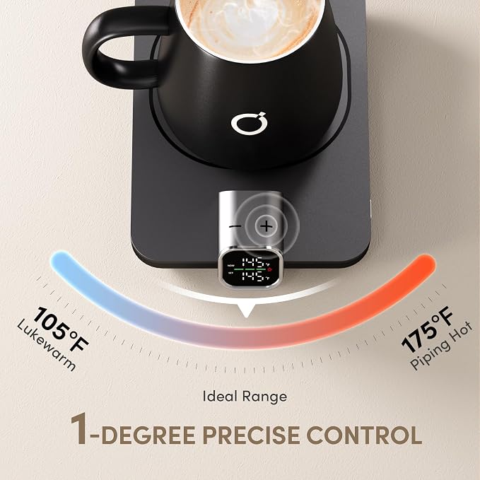 2Pcs Heated Coffee Mug Warmer & IKAGO Mug Set - Heated Mug Warmer Plates with Auto Shut Off, 1°F Precise Electric Coffee Warmer Plates for Desk, Valentine's Day Gift for Couple, Black and Pink