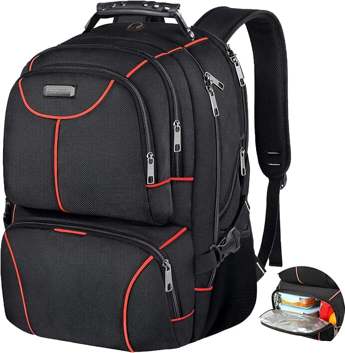 VECKUSON Lunch Bag Backpack, Insulated Cooler Lunch Box Backpack, Extra Large Travel 17.3 inch Laptop Backpack TSA Friendly RFID Computer Backpack for Women Men,Orange