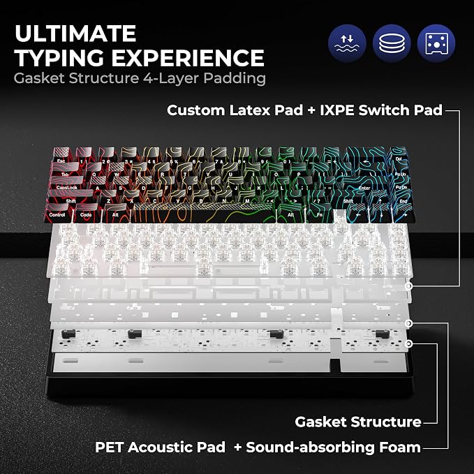 HITIME x XVX M67 60% Percent Keyboard Wireless, QMK/VIA Topographic Gaming Keyboard, Tri-Mode Thocky Creamy Mechanical Key Board, Hot Swappable Mount RGB IMD Tech for Win/Mac, Black
